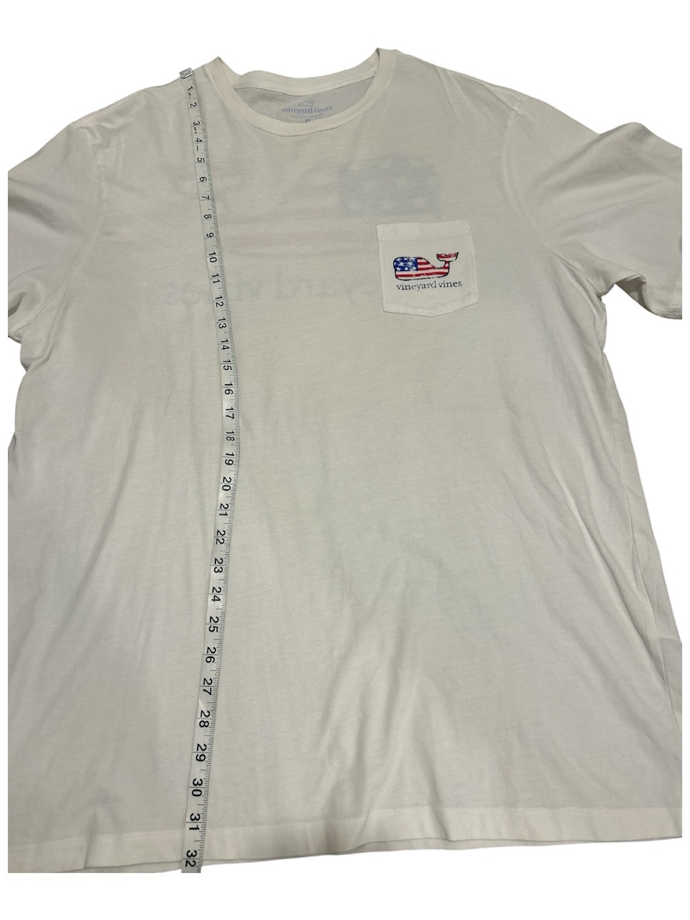 Vineyard Vines USA Flag Whale Pocket T-Shirt Men’s XL White Short Sleeve Cotton - Picture 4 of 9